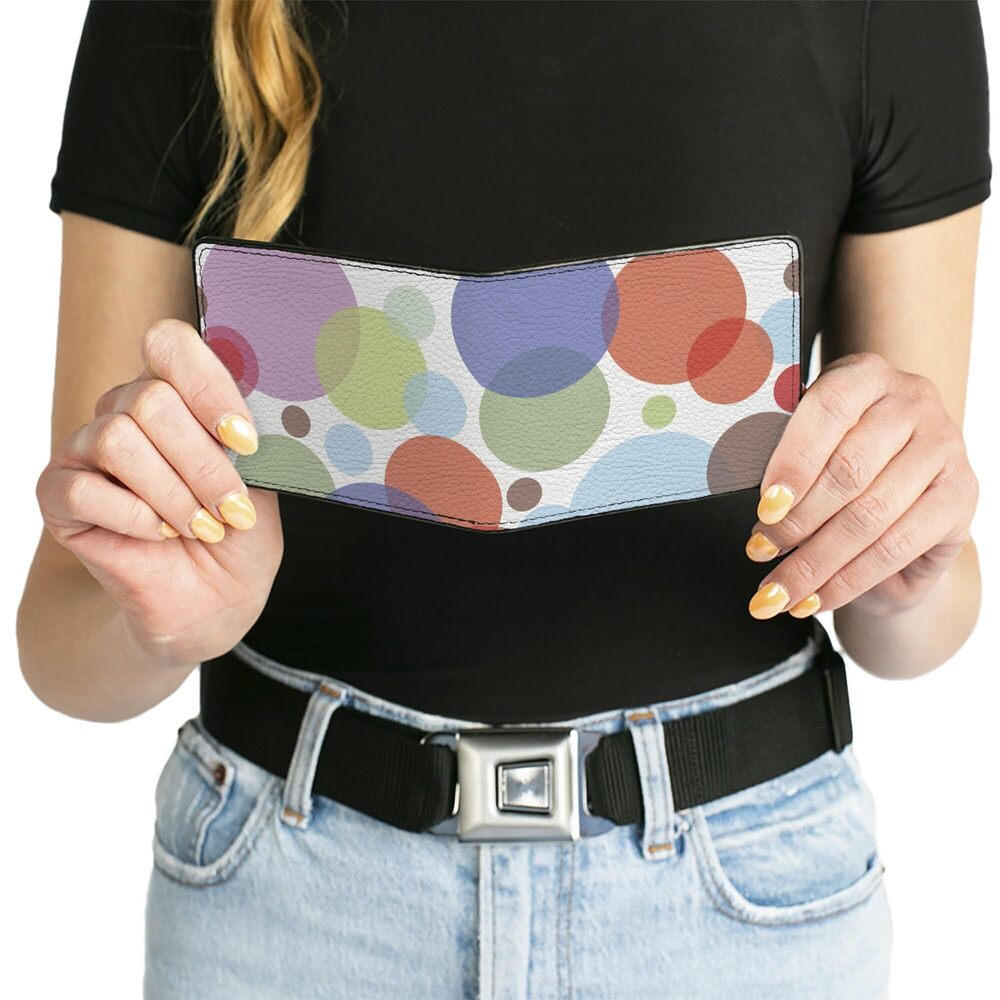 3990 Wallet Bifold Dots White Transparent Multi Color Vegan Leather - Picture 6 of 8
